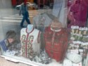 Store window with traditional Finnish clothing